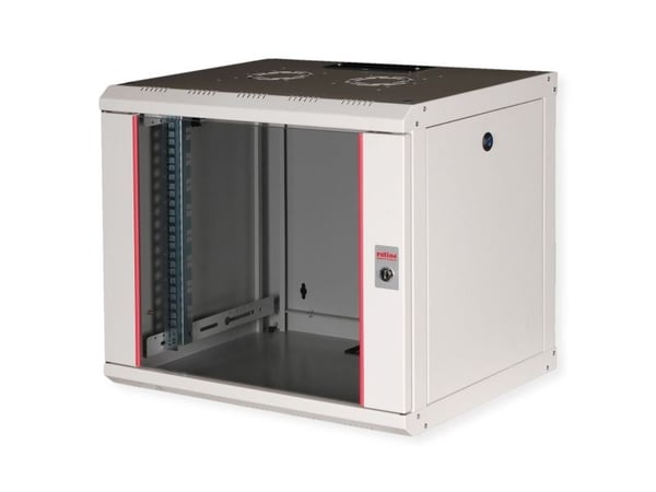 ROLINE 26.21.0002, Veggmonterbar hylle, 9U, Nøkkellås, Rack skinner, 17,6 kg, Grå