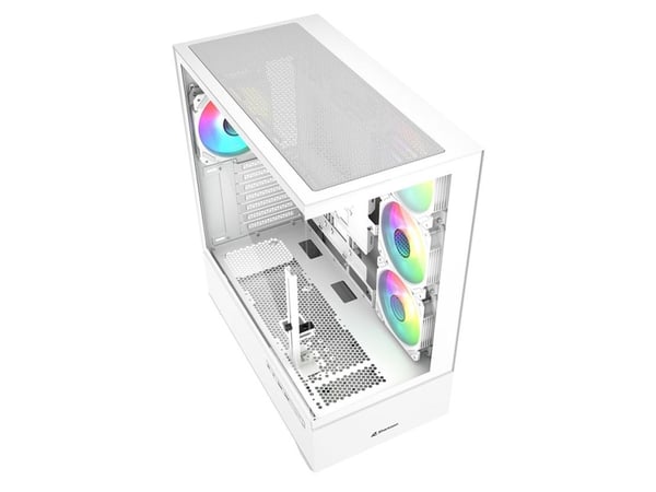 Sharkoon AK6 RGB, PC, Hvit, ATX, Micro ATX, Mini-ATX, Herdet glass, Multi, 17 cm