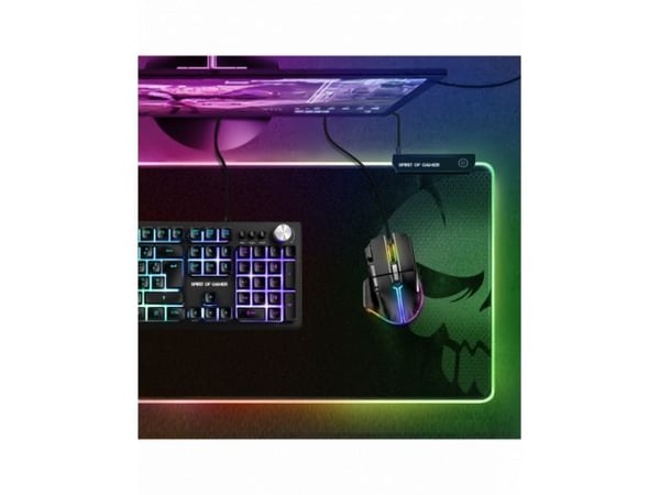 Spirit of Gamer Darkskull Hub RGB - XXXL, Sort, Bilde, Stoff, Gummi, Multi, Antiskliunderlag, Musematte til gaming
