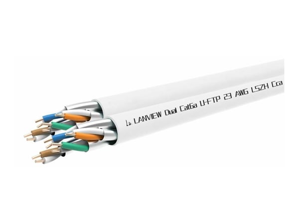 Lanview Dual - Bulkkabel - 305 m - 6.3 mm - U/FTP - CAT 6a - halogenfri, massiva ledare - vit