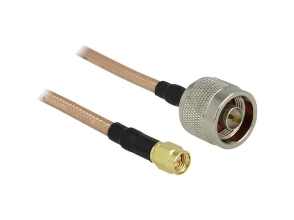 DeLOCK - Antennikaapeli - N-liitin (P) - SMA (P) - 1 m - RG-142 - läpinäkyvä
