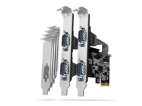 Axagon PCEA-PSN PCIe-Adapter mit 4x Seriell-Ports - ASIX AX99100 Chipsatz, PCIe, RS-232, Hankjønn, Full høyde/lav profil, PCIe 2.0, RS-232