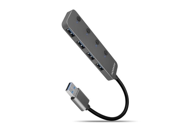 Axagon HUE-MSA Superspeed USB-A Switch Hub 4x USB 3.0 aktiv - 20cm schwarz, USB 3.2 Gen 1 (3.1 Gen 1) Type-A, USB 3.2 Gen 1 (3.1 Gen 1) Type-A, 500...