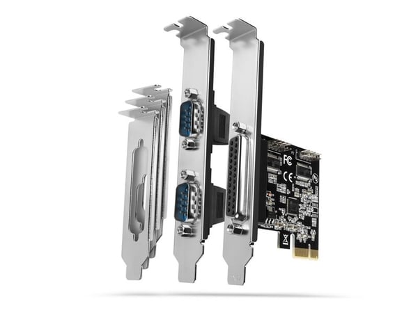 AXAGON PCEA-PSN, PCIe-belastning - 1x parallell (LPT) + 2x seriell port (RS232) 250 kbps, vę. Nei
