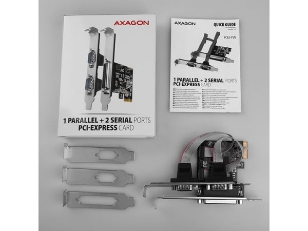 AXAGON PCEA-PSN, PCIe-belastning - 1x parallell (LPT) + 2x seriell port (RS232) 250 kbps, vę. Nei
