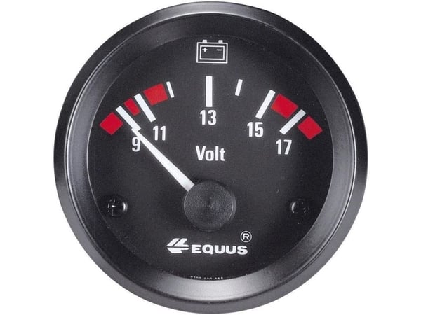 Equus 842060 innbyggingsinstrument voltmeter 9–17 V standard gul/rød/grønn 52 mm