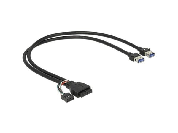 Delock - USB-kabel - USB-type A (hunn) til 19-pins USB 3.0-plugg, 9-pins USB 2.0-plugg (hunn) - USB 3.0 - 45 cm - svart