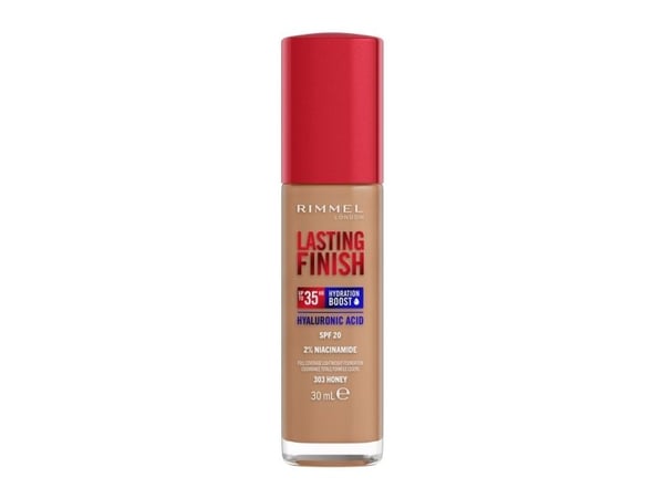 Rimmel Lasting Finish, Pumpe flaske, Krem, Lysnende, Fuktighetsgivende, Beskyttelse, Medium, Nøytral, Beige