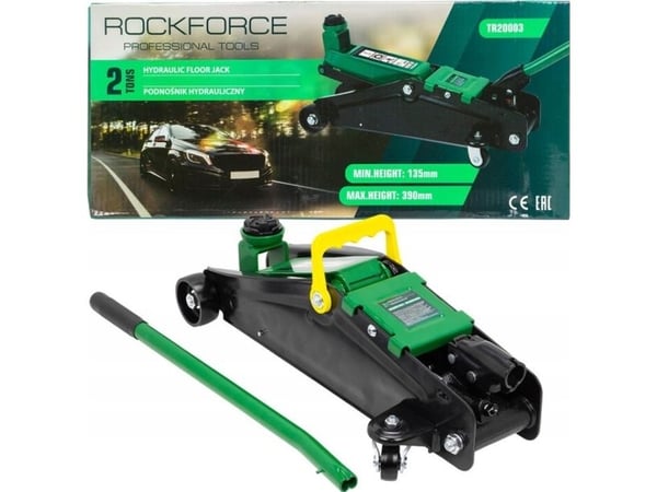 Rockforce hydraulisk verkstedjekk 2 t (h min 135 mm, h maks 390 mm)