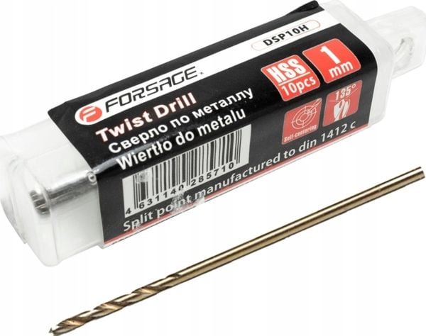 Forsage Poranterä 1mm 10 PACKS METALLIPORAT muovikotelossa