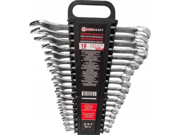Forcekraft-avaimet, 18-osainen (8- 19,21,22,24,27,30,32mm) muovikahvassa