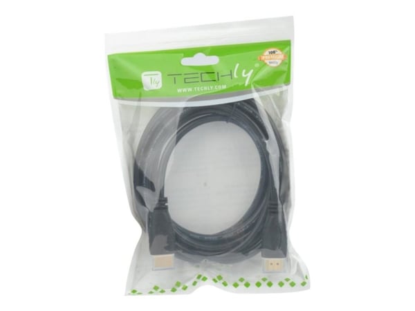 TECHly - High Speed - HDMI-kabel med Ethernet - HDMI hann til HDMI hann - 1 m - dobbeltisolert - svart - formstøpt, 4K-støtte