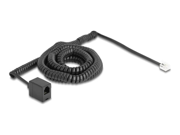 Delock - Telefonforlengelseskabel - RJ-11 (hunn) til RJ-11 (hann) - 10 m - rullet sammen - svart