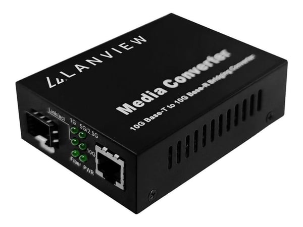 Lanview - Valokuitumuunnin - 10GbE, 2.5GbE, 5GbE - CAT 5/5e/6/6/6a/7 - 10GBase-T, 10GBase-X, 1000Base-SX, 1000Base-LH, 1000Base-LX, 1000Base-ZX - S...