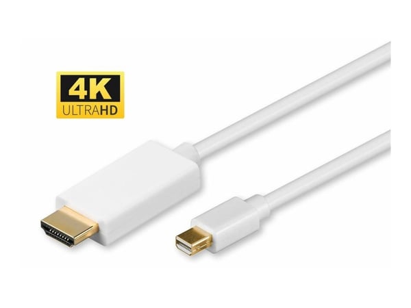 MicroConnect - Adapterkabel - Mini DisplayPort hann til HDMI hann - 2 m - hvit - 4 K 60 Hz (4096 x 2160) støtte