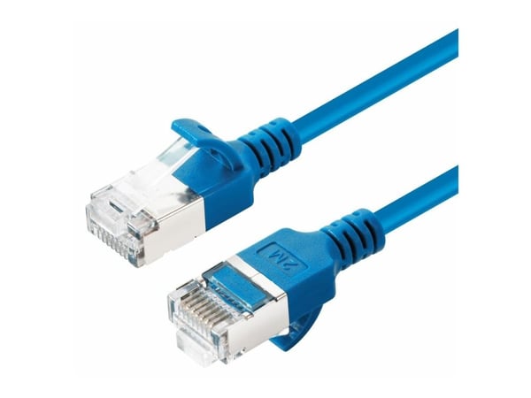 MicroConnect – Verkkokaapeli – RJ-45 (uros) – RJ-45 (uros) – 1,5 m – U/FTP – CAT 6a – halogeeniton, solmuton, ohut – sininen