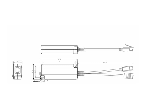 MicroConnect - PoE splitter - DC 40 - 57 V - utgangskontakter: 1 - hvit