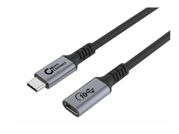 Premium USB-C-kaapelin jatke 1m 10Gbps, 100W, USB 3.2 Gen