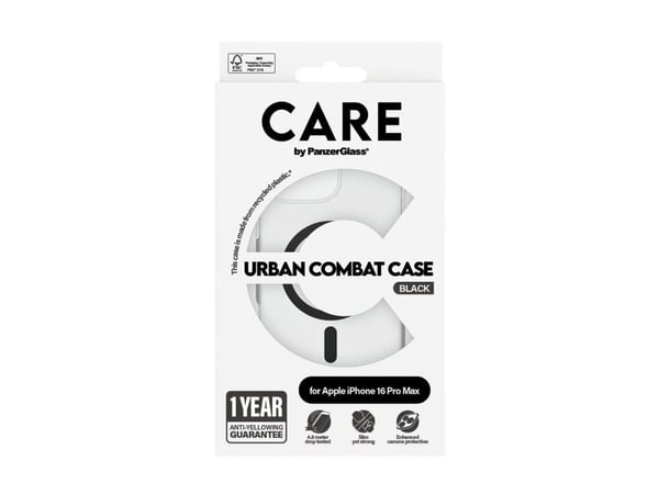CARE by PanzerGlass Urban Combat - Baksidedeksel for mobiltelefon - MagSafe-samsvar - termoplast-polyuretan (TPU), polykarbonat (PC) - svart, gjenn...