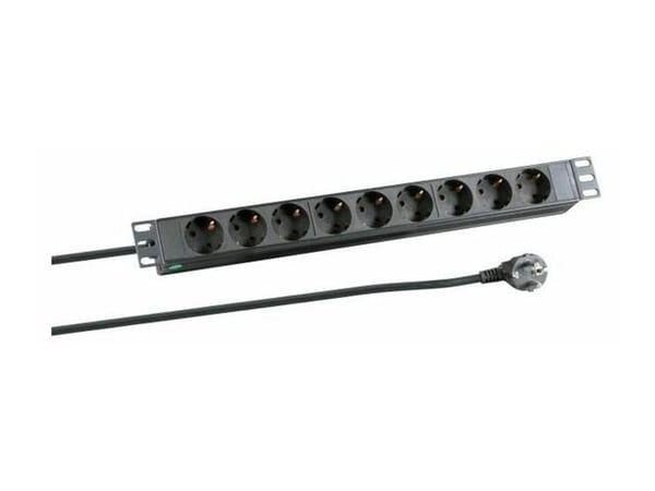 MicroConnect - Strømfordelingslist (kan monteres i rack) - 4000 watt - inngang: strøm - utgangskontakter: 8 (CEE 7/4) - 1U - 19" - 3 m kabel