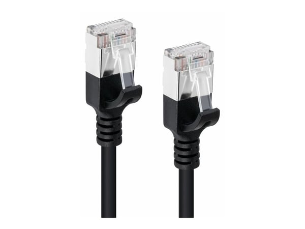 MicroConnect - Nettverkskabel - RJ-45 (hann) til RJ-45 (hann) - 1.5 m - U/FTP - CAT 6a - halogenfri, uten hindringer, slank - svart