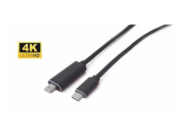 MicroConnect - Adapterkabel - 24 pin USB-C (hann) til Mini DisplayPort (hann) - 1 m - støtte for 4K 60 Hz (3840 x 2160) - svart