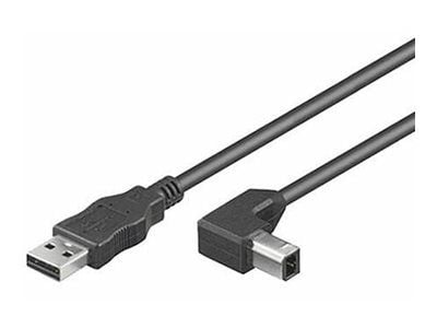 MicroConnect - USB-kabel - USB-type B (hann) til USB (hann) - USB 2.0 - 3 m - 90° kontakt