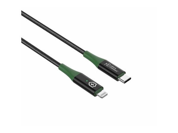 Microconnect MC-SMART USB C-L-2, 2 m, Lightning, USB C, Uros, Uros, musta, Vihreä