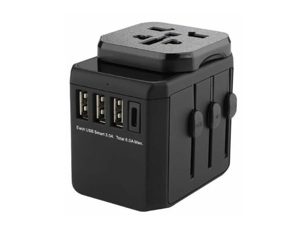 Microconnect MC-TRAVELADAPTER3, Musta, 182 g, 1 kpl, 191 g
