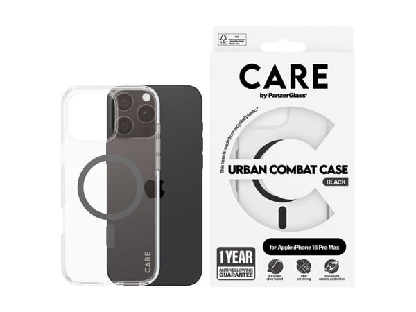 CARE by PanzerGlass Urban Combat - Baksidedeksel for mobiltelefon - MagSafe-samsvar - termoplast-polyuretan (TPU), polykarbonat (PC) - svart, gjenn...