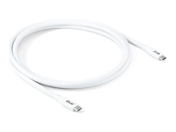 Club 3D - USB-kabel - 24 pin USB-C (hann) til 24 pin USB-C (hann) - USB4 - 48 V - 5 A - 2 m - hvit