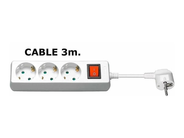 Microconnect GRU0033WS, 3 m, Tyyppi F, Tyyppi F, Valkoinen, 3 AC-pistorasia(a), 500 g