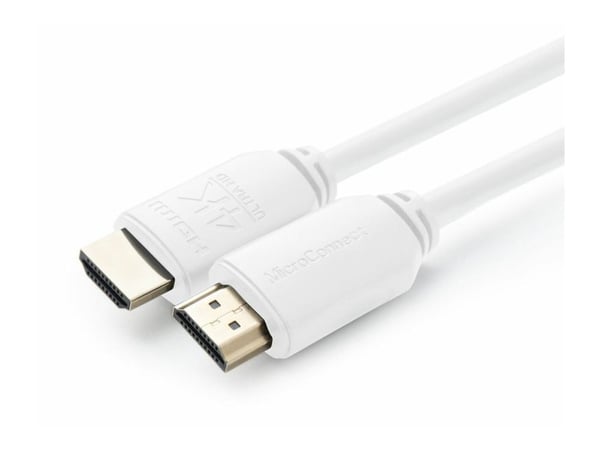MicroConnect - Ultra High Speed - HDMI-kabel med Ethernet - HDMI hann til HDMI hann - 7.5 m - hvit - 4K-støtte