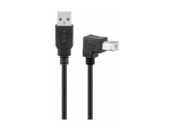 MicroConnect USB 2.0 - USB-kabel - USB (hann) til USB-type B (hann) - 2 m - rettvinklet kontakt