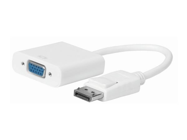 MicroConnect - Video adapter - DisplayPort (hann) til HD-15 (VGA) (hunn) - DisplayPort 1.2 - 15 cm - aktiv, 1080p støtte 60 Hz - hvit