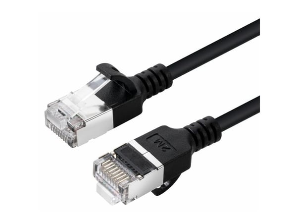MicroConnect - Nettverkskabel - RJ-45 (hann) til RJ-45 (hann) - 25 cm - U/FTP - CAT 6a - halogenfri, uten hindringer, slank - svart
