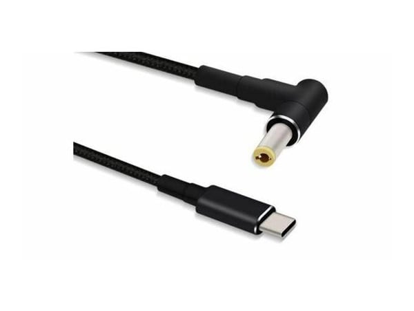 MicroConnect - Strømkabel - USB-C (hann) rett til 5,5 x 2,5 mm DC-jakk (hann) vinklet - 15 V - 5 A - 1.2 m - svart