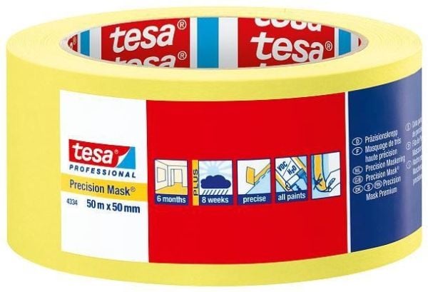 TESA 4334, 50mm x 50m, 50m, 50mm, Gul