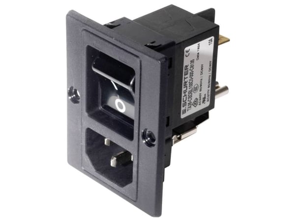 Schurter 3-108-463 IEC-liitin Pistoke, suora Kokonaisnapaluku: 3 10 mA Musta 1 kpl