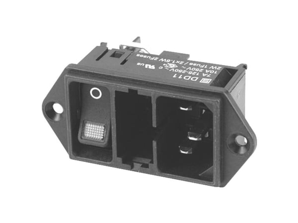 Schurter DD11.0124.1111 IEC-kontakt, rak, antal poler: 3, 10 mA, svart, 1 st