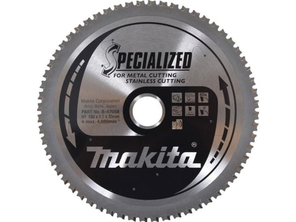 Makita Specialized - Cirkelsågblad - för metall, rostfritt stål, stål - 150 mm - 60 tänder - för LXT DCS553Z, DCS553ZJ