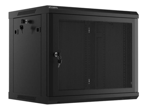 Lanberg WF01 Series - Rack skap - 600 x 450, with perforated door, flat pack - veggmonterbar - svart, RAL 9004 - 9U - 19"