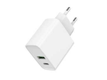 Gembird - Strømadapter - 20 watt - 3.4 A - PD, QC 3.0 - 2 utgangskontakter (USB, USB-C) - hvit