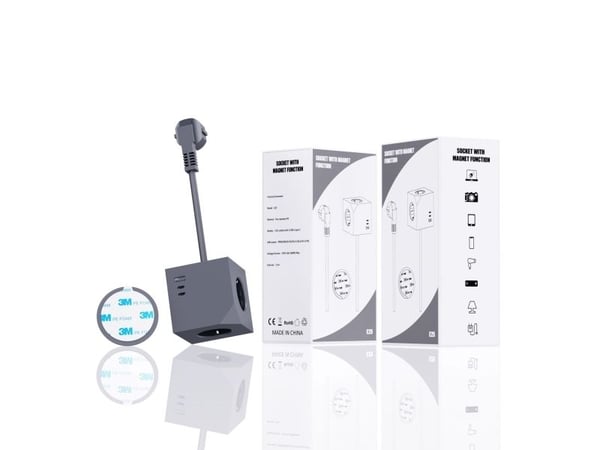 MicroConnect - Effektband - 3-vägs, med magnetisk funktion - ingång: Typ F - utgångskontakter: 6 (3 x strömtyp F, USB, 2 x USB-C) - 1.5 m sladd - m...