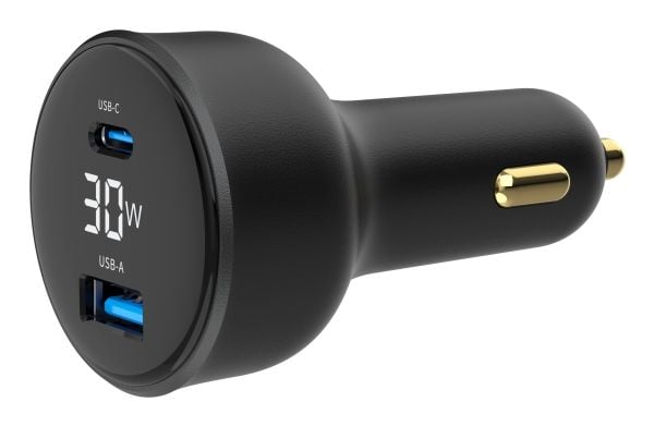 GEMBIRD GEMBIRD Rapid autolaturi 2x USB Type-C PD LCD 30 W musta