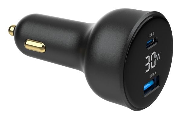 GEMBIRD GEMBIRD Rapid autolaturi 2x USB Type-C PD LCD 30 W musta