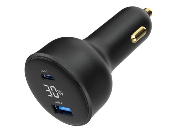 GEMBIRD GEMBIRD Rapid autolaturi 2x USB Type-C PD LCD 30 W musta