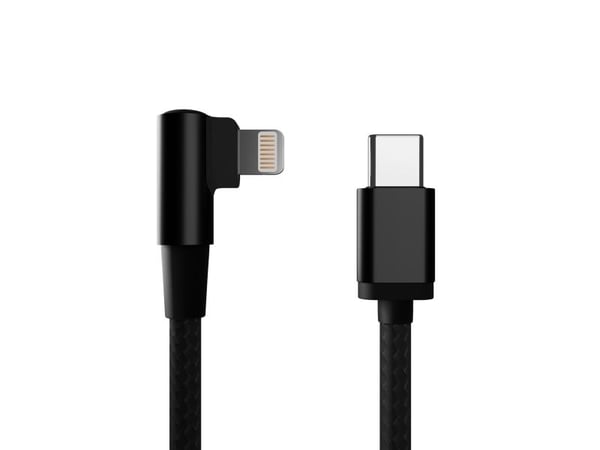 Gembird GEMBIRD USB-kabel USB-C-kabel - til 8 pins, vinklet, tekstilflettet, 0,2 m, svart
