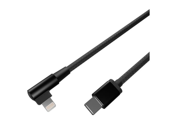 Gembird GEMBIRD USB-kabel USB-C-kabel - til 8 pins, vinklet, tekstilflettet, 0,2 m, svart