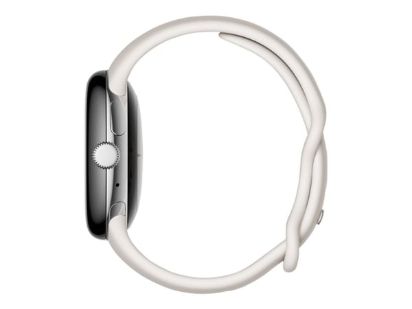 Google Pixel Watch - Polert sølv - smartklokke med bånd - fluorelastomer - chalk - båndbredde: L - 32 GB - Bluetooth, Wi-Fi, NFC - 36 g